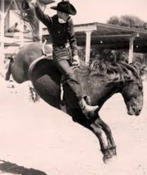 Bareback bronc riding at a South Dakota rodeo